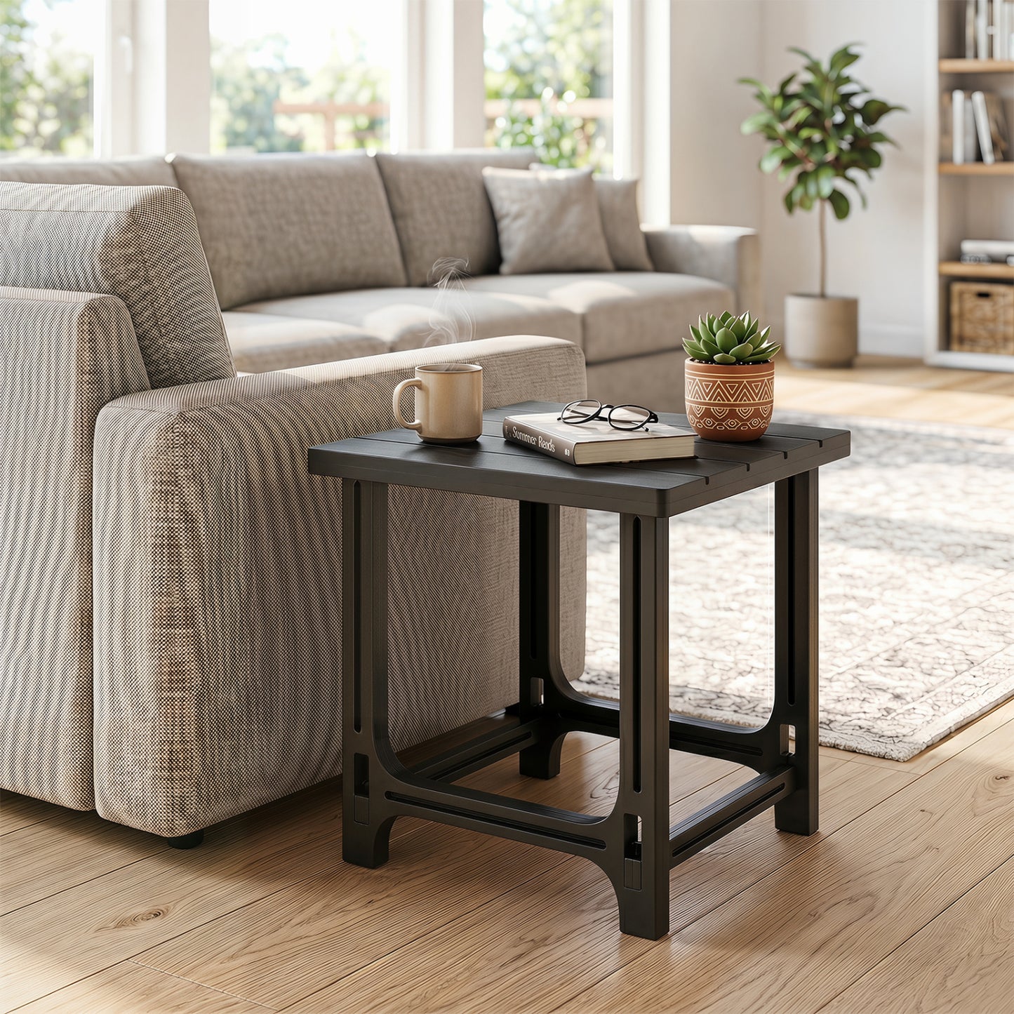 Set Of 2 18" Outdoor Adirondack Side Tables, Black Patio Coffee Tables at Gallery Canada