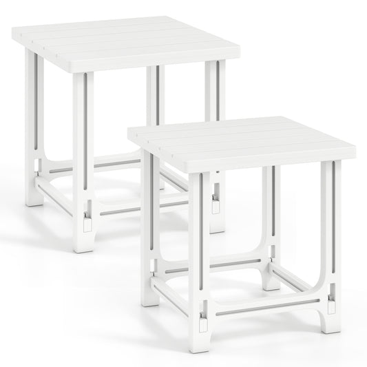 Set of 2 18" Outdoor Adirondack Side Table Patio Coffee Tables White at Gallery Canada
