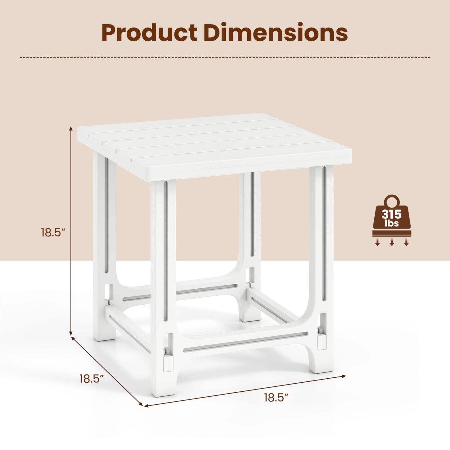Ensemble de 2 tables latérales Adirondack d'extérieur de 18 pouces