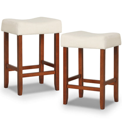 Set Of 2, 24 Inch Bar Stool, Curved Seat Cushions, Off White Bar Stools at Gallery Canada