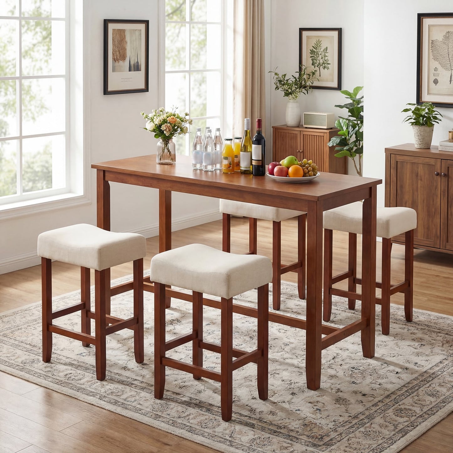 Set Of 2, 24 Inch Bar Stool, Curved Seat Cushions, Off White Bar Stools at Gallery Canada