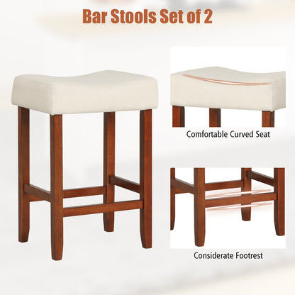 Set Of 2, 24 Inch Bar Stool, Curved Seat Cushions, Off White Bar Stools at Gallery Canada