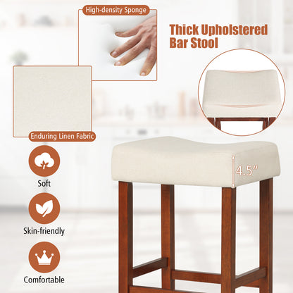 Set Of 2, 24 Inch Bar Stool, Curved Seat Cushions, Off White Bar Stools at Gallery Canada
