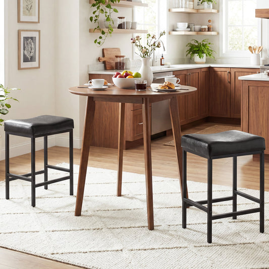 Set Of 2 25 Inch Counter Height Bar Chairs, Black Bar Stools Black at Gallery Canada