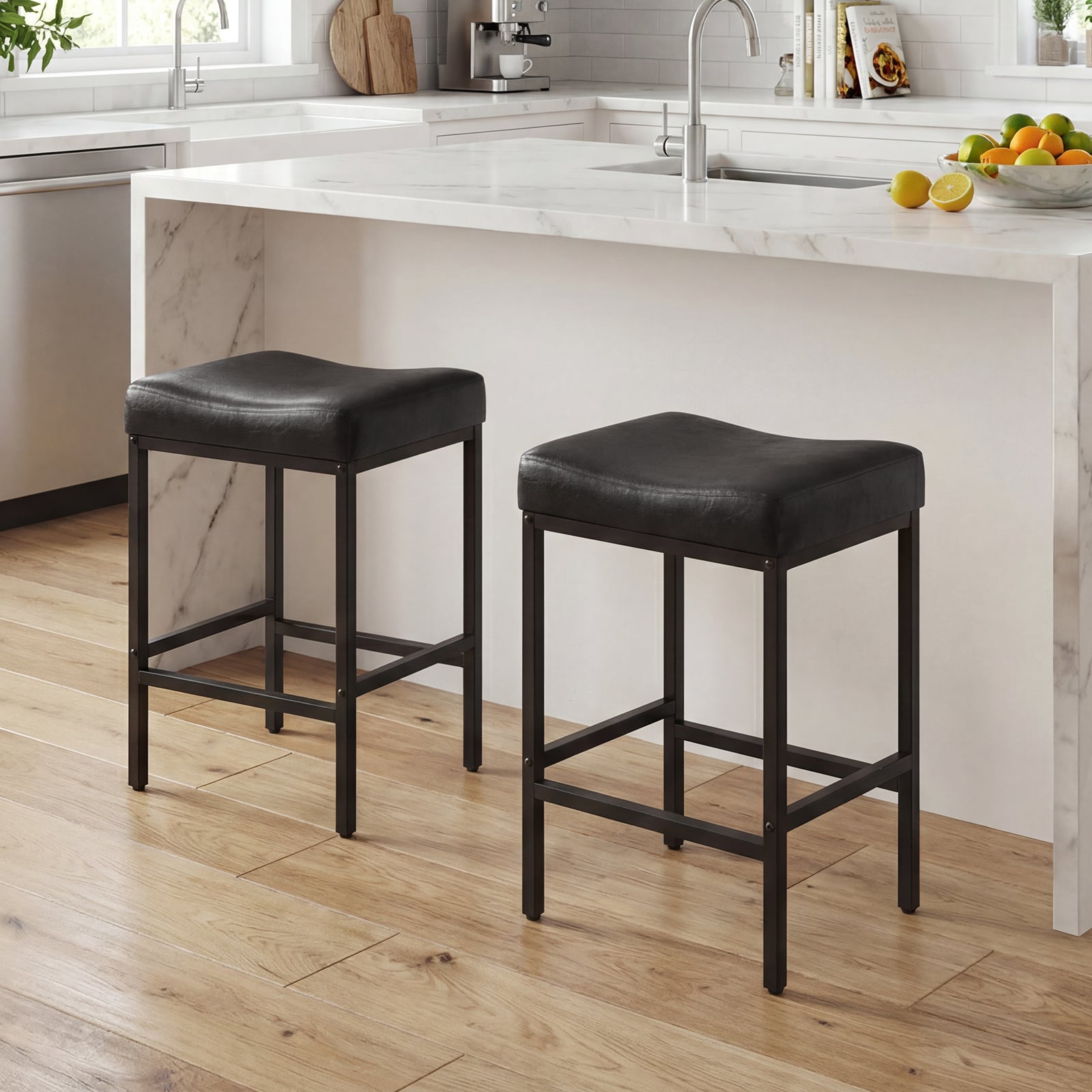 Set Of 2 25 Inch Counter Height Bar Chairs, Black Bar Stools at Gallery Canada