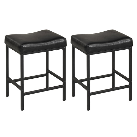 Set Of 2 25 Inch Counter Height Bar Chairs, Black Bar Stools Black at Gallery Canada