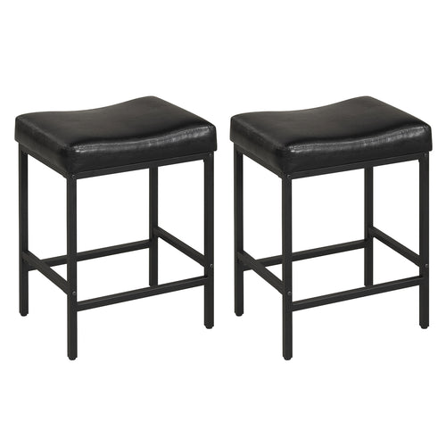 Set Of 2 25 Inch Counter Height Bar Chairs, Black