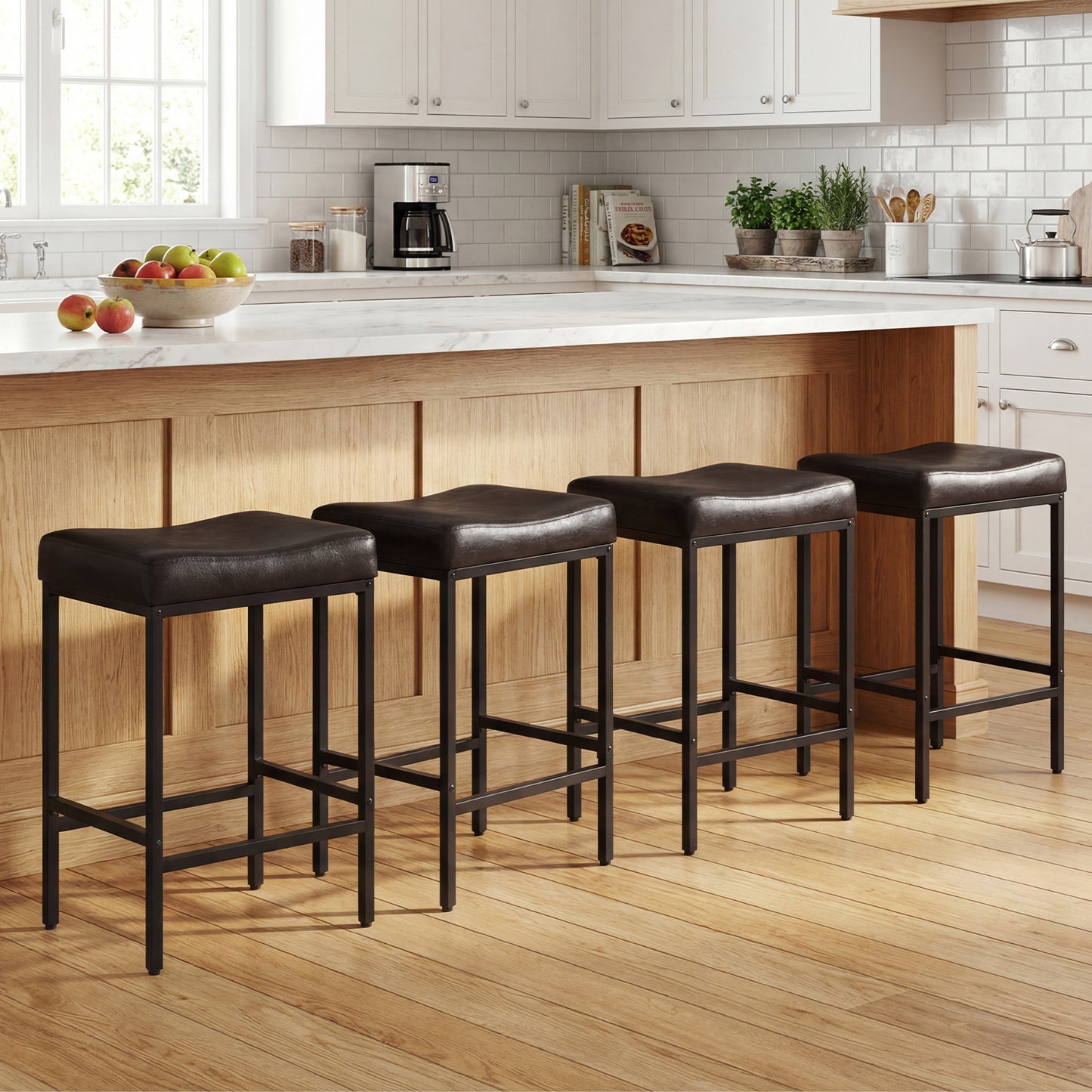 Set of 2 25" Counter Height Bar Chairs, Brown Bar Stools at Gallery Canada