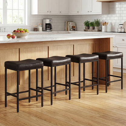 Set of 2 25" Counter Height Bar Chairs, Brown Bar Stools at Gallery Canada