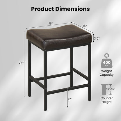 Set of 2 25" Counter Height Bar Chairs, Brown Bar Stools at Gallery Canada