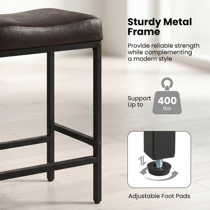 Set of 2 25" Counter Height Bar Chairs, Brown Bar Stools at Gallery Canada