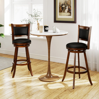 Set Of 2 29 Inch Swivel Bar Stool, Wood Dining Chair, Brown Bar Stools at Gallery Canada