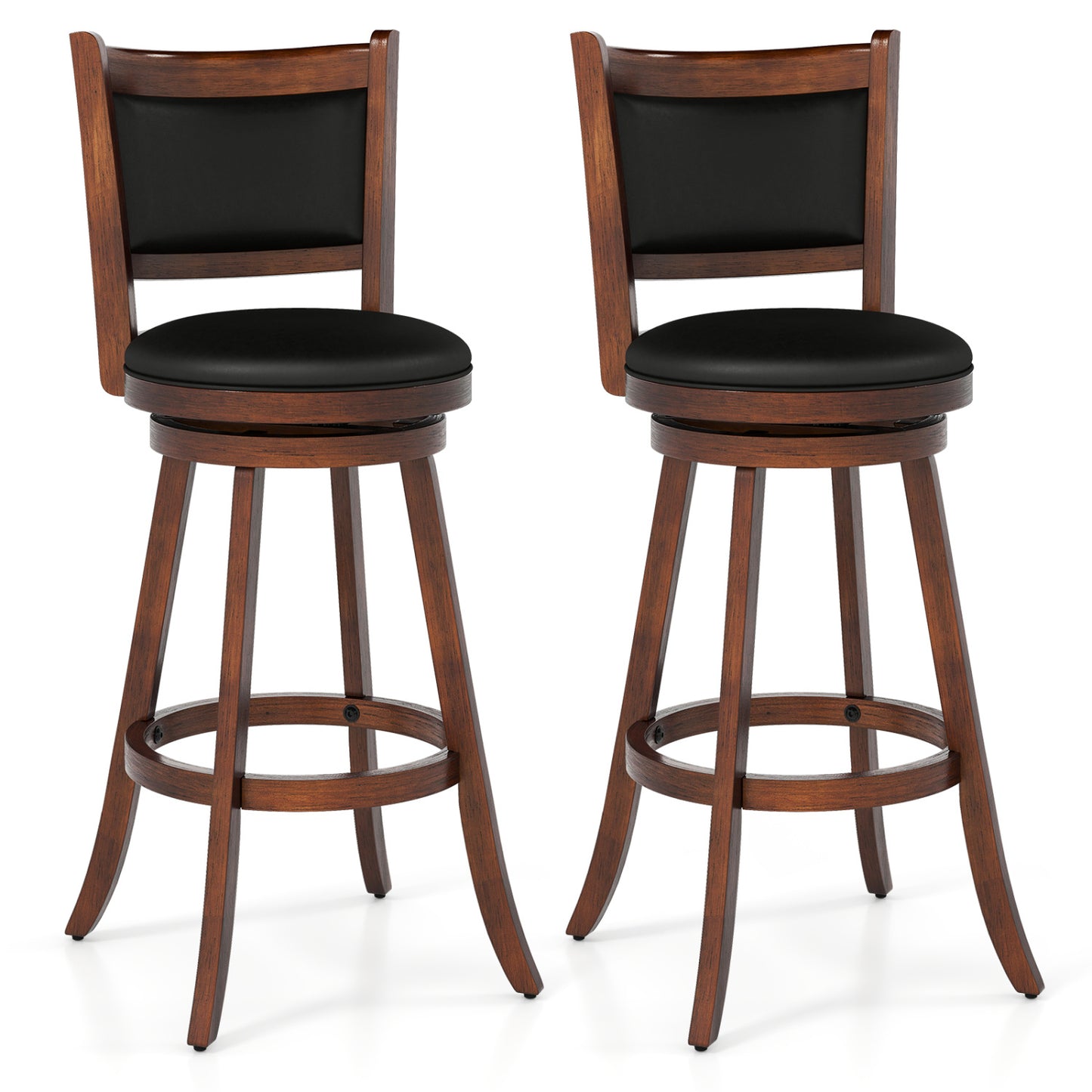 Set Of 2 29 Inch Swivel Bar Stool, Wood Dining Chair, Brown Bar Stools Brown at Gallery Canada