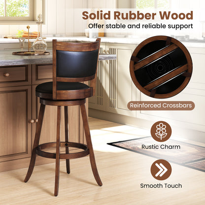 Set Of 2 29 Inch Swivel Bar Stool, Wood Dining Chair, Brown Bar Stools at Gallery Canada