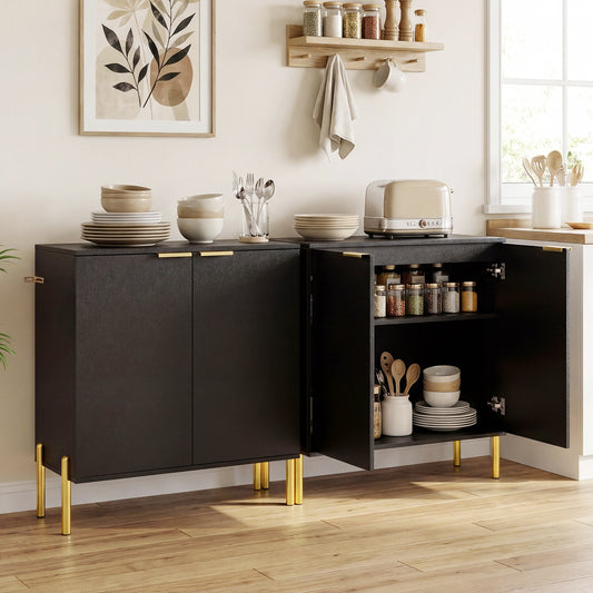 2-Door Buffet Cabinet Sideboard, Set of 2, Black Sideboards Cabinets & Buffets Black at Gallery Canada