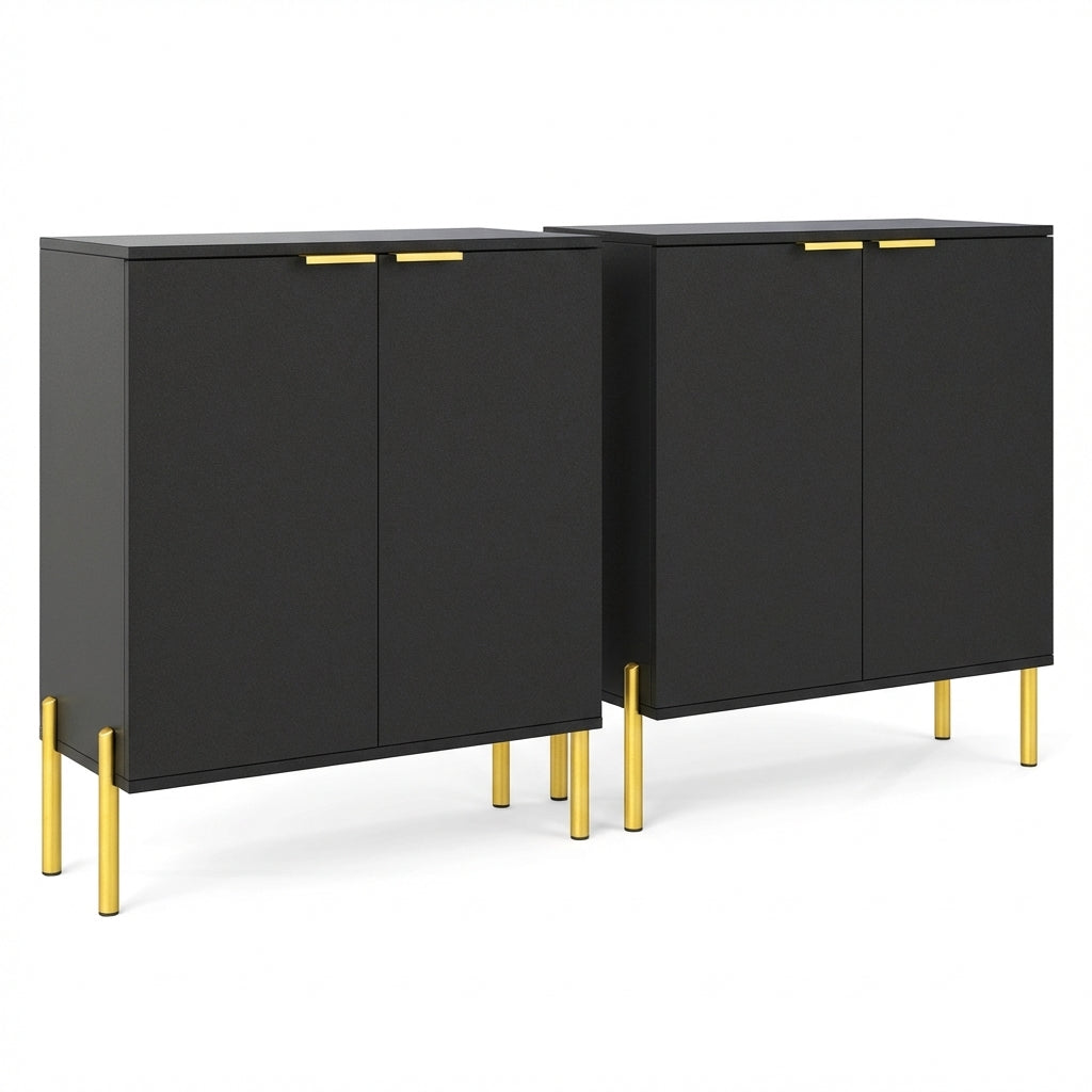 2-Door Buffet Cabinet Sideboard, Set of 2, Black Sideboards Cabinets & Buffets Black at Gallery Canada