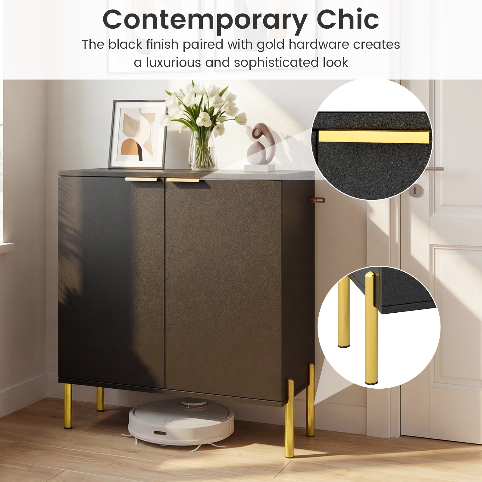 2-Door Buffet Cabinet Sideboard, Set of 2, Black Sideboards Cabinets & Buffets at Gallery Canada
