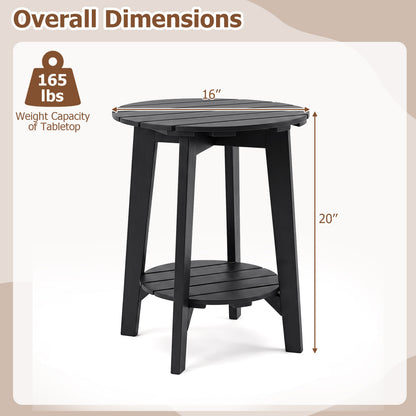 Table d'appoint en bois d'eucalyptus à 2 niveaux, étagère de rangement pour extérieur, noire