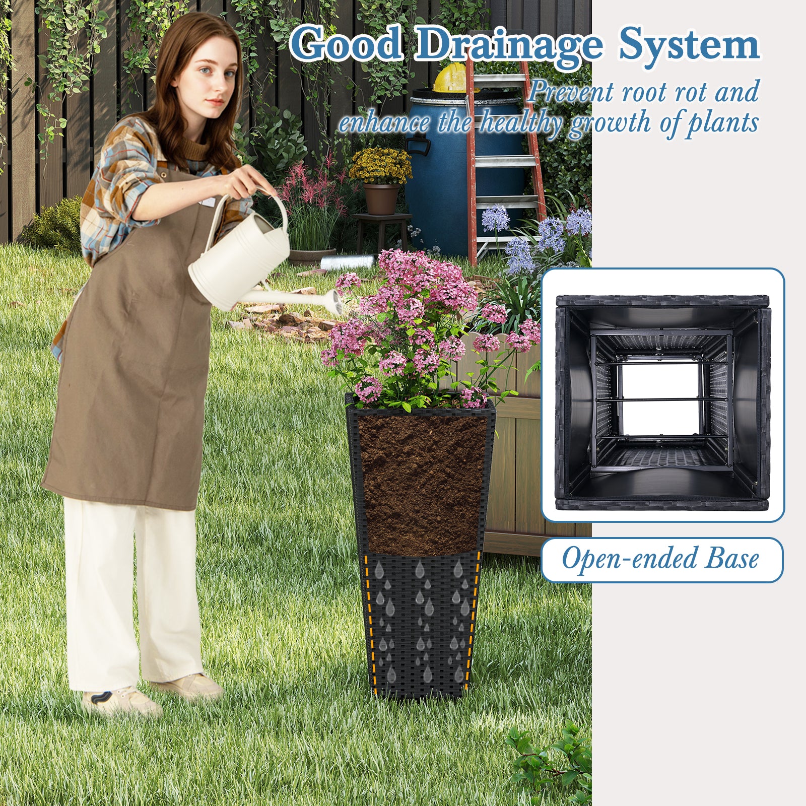 Set of 2 30 Inch Tall Flower Pot with Open-ended Base Raised Garden Beds at Gallery Canada