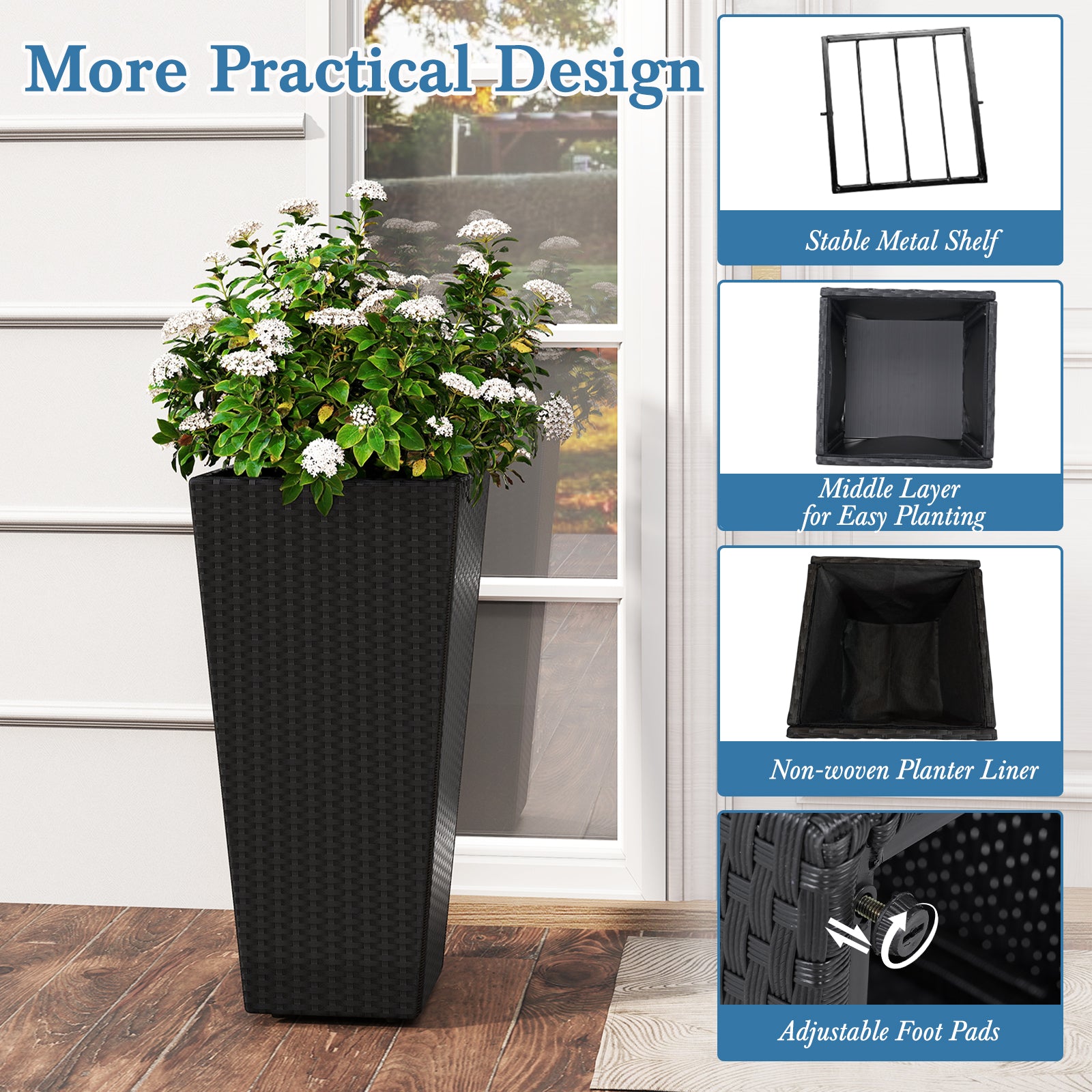 Set of 2 30 Inch Tall Flower Pot with Open-ended Base Raised Garden Beds at Gallery Canada