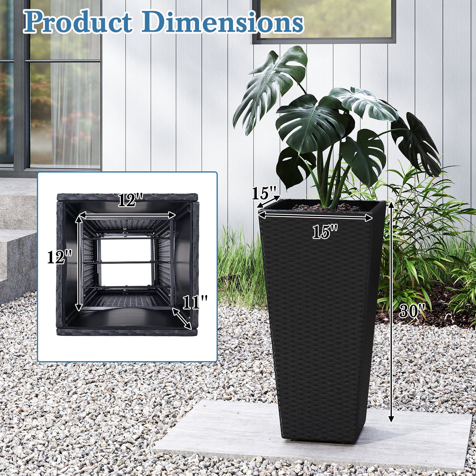 Set of 2 30 Inch Tall Flower Pot with Open-ended Base Raised Garden Beds at Gallery Canada