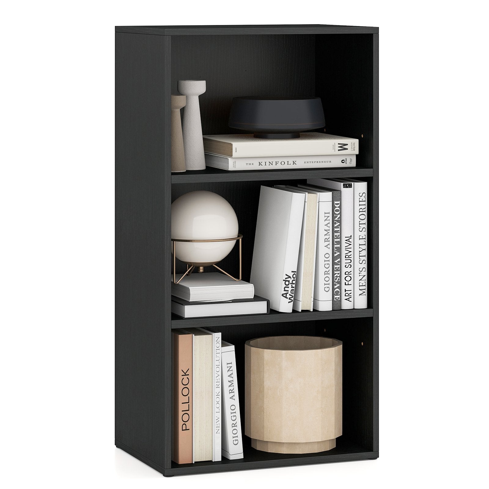 Set of 2 3-Tier Cube Bookcase with Adjustable Shelves for Home Office, Black Bookcases Black at Gallery Canada