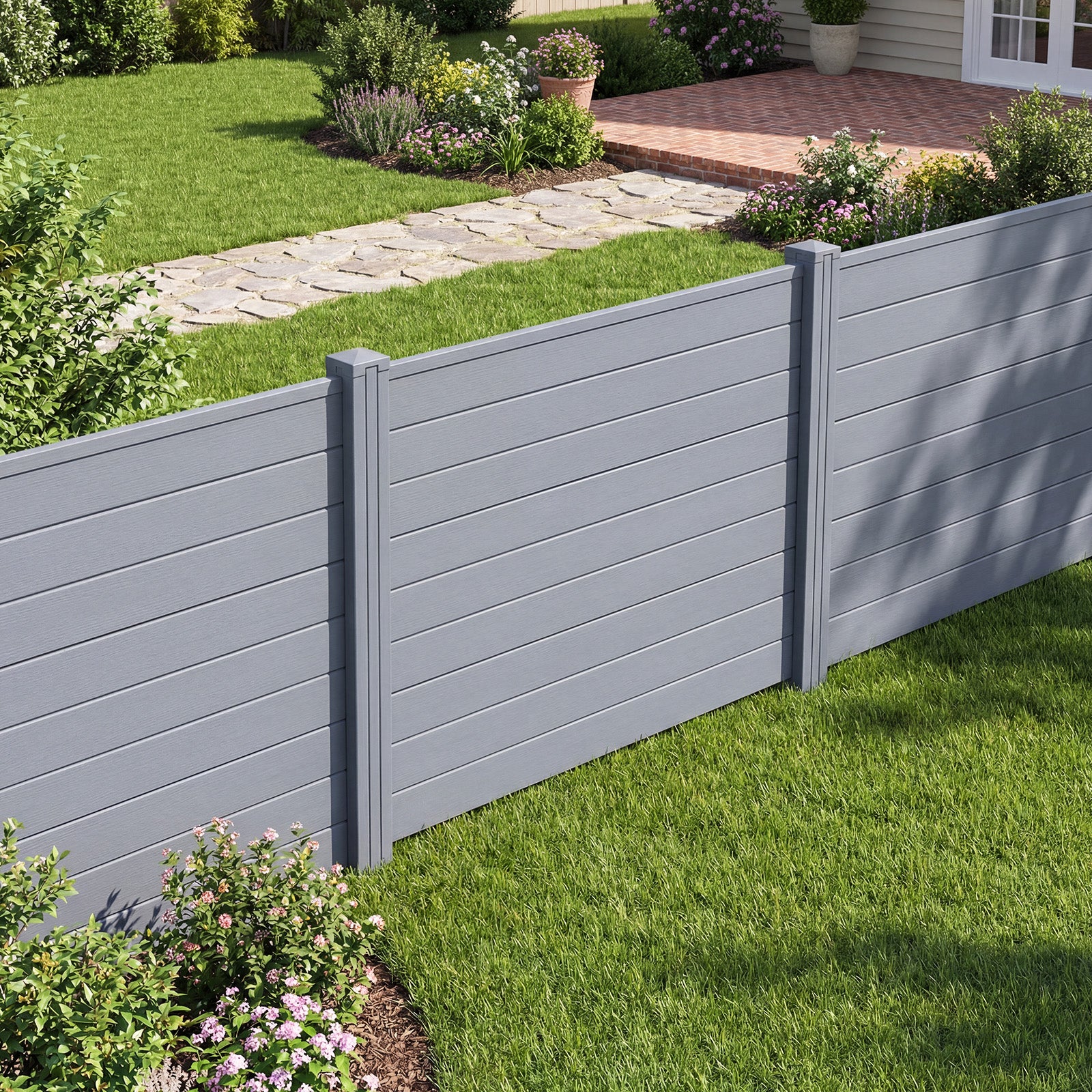 48 x 38 Inch Air Conditioner Fence, 2 Panels, Metal Ground Stakes, Gray Decorative Fencing & Flooring at Gallery Canada