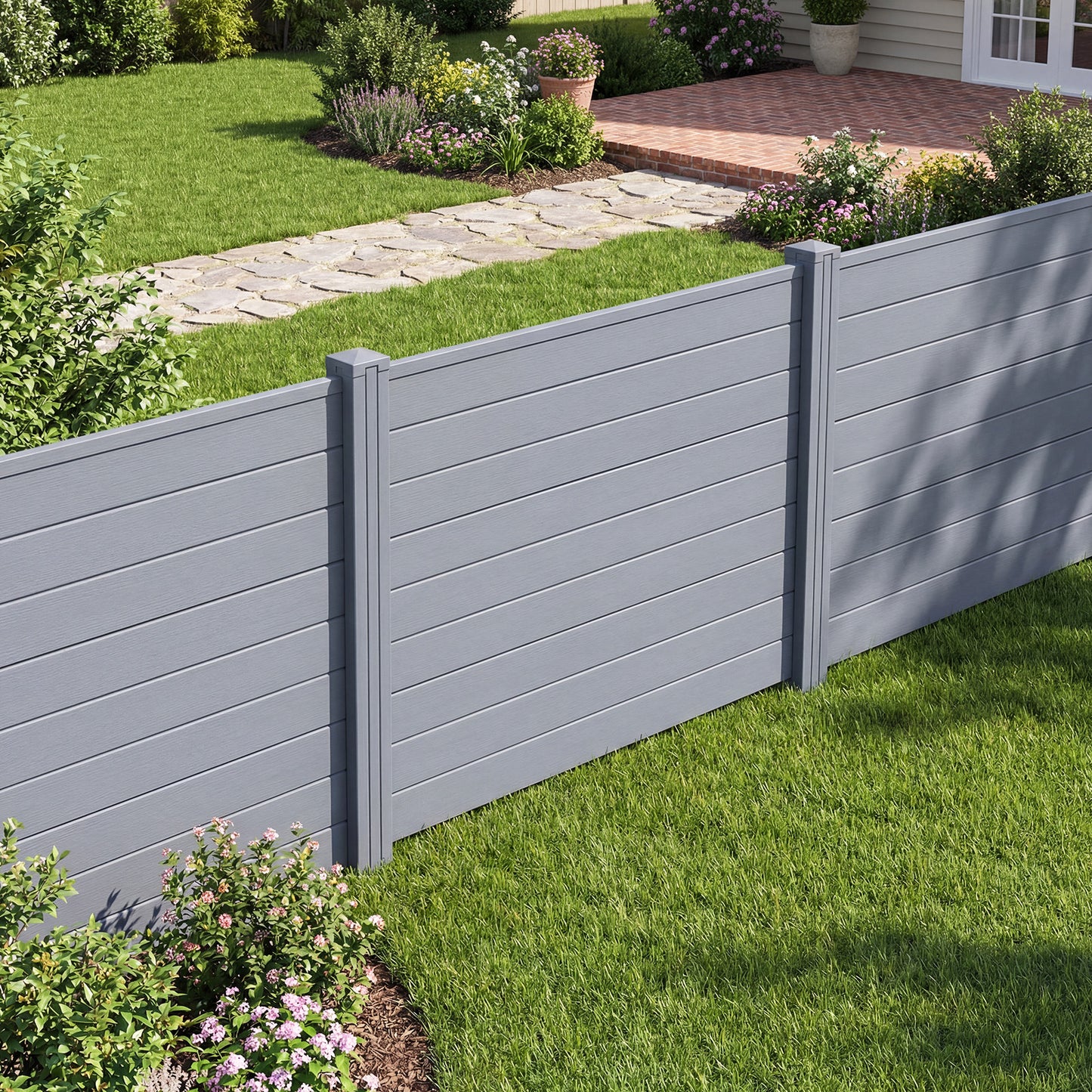 48 x 38 Inch Air Conditioner Fence, 2 Panels, Metal Ground Stakes, Gray Decorative Fencing & Flooring at Gallery Canada