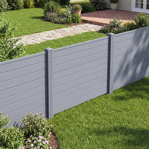 48 x 38 Inch Air Conditioner Fence, 2 Panels, Metal Ground Stakes, Gray