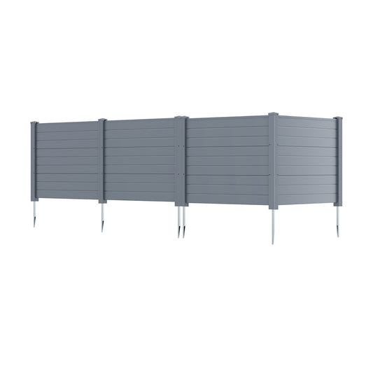 48 x 38 Inch Air Conditioner Fence, 2 Panels, Metal Ground Stakes, Gray Decorative Fencing & Flooring Gray at Gallery Canada