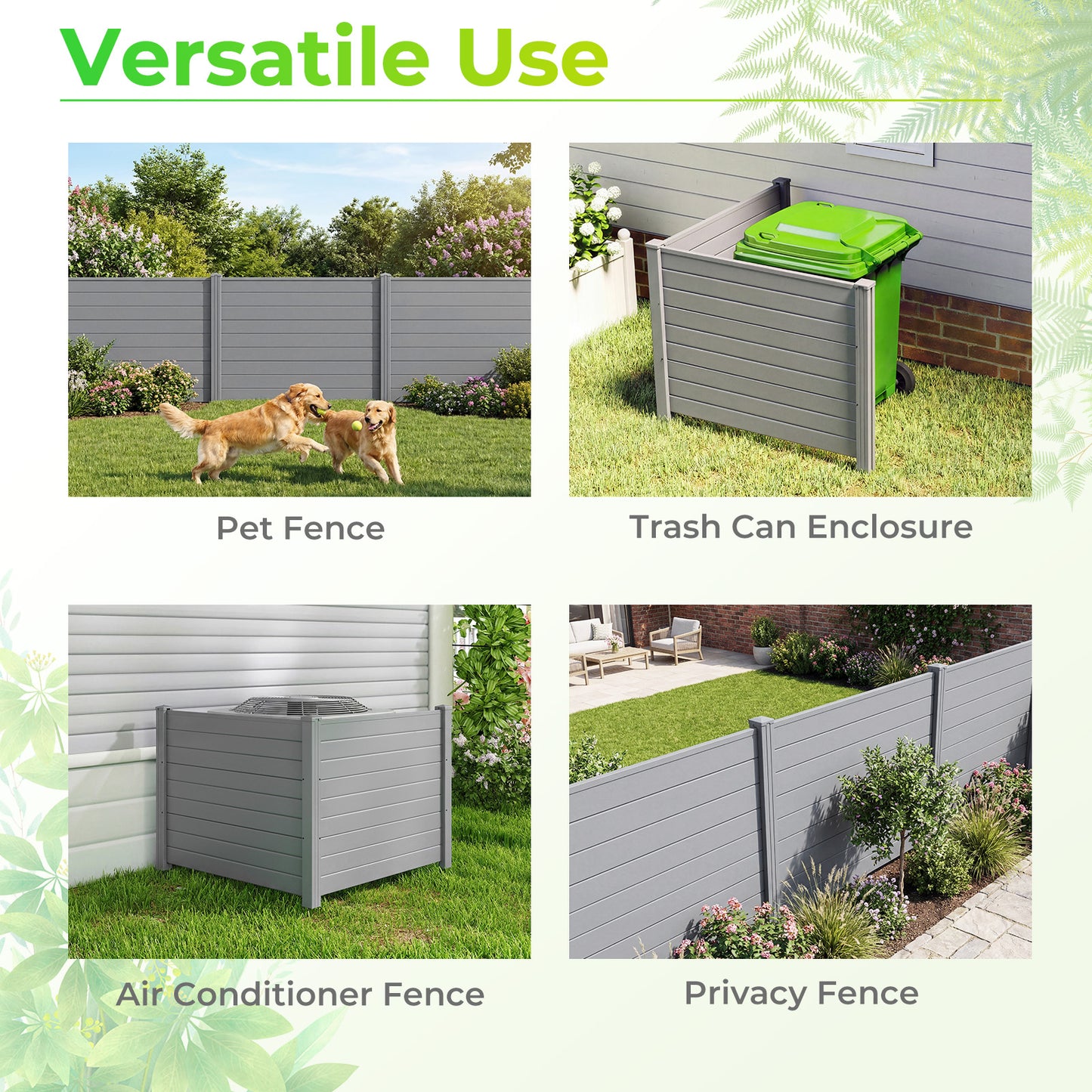 48 x 38 Inch Air Conditioner Fence, 2 Panels, Metal Ground Stakes, Gray Decorative Fencing & Flooring at Gallery Canada