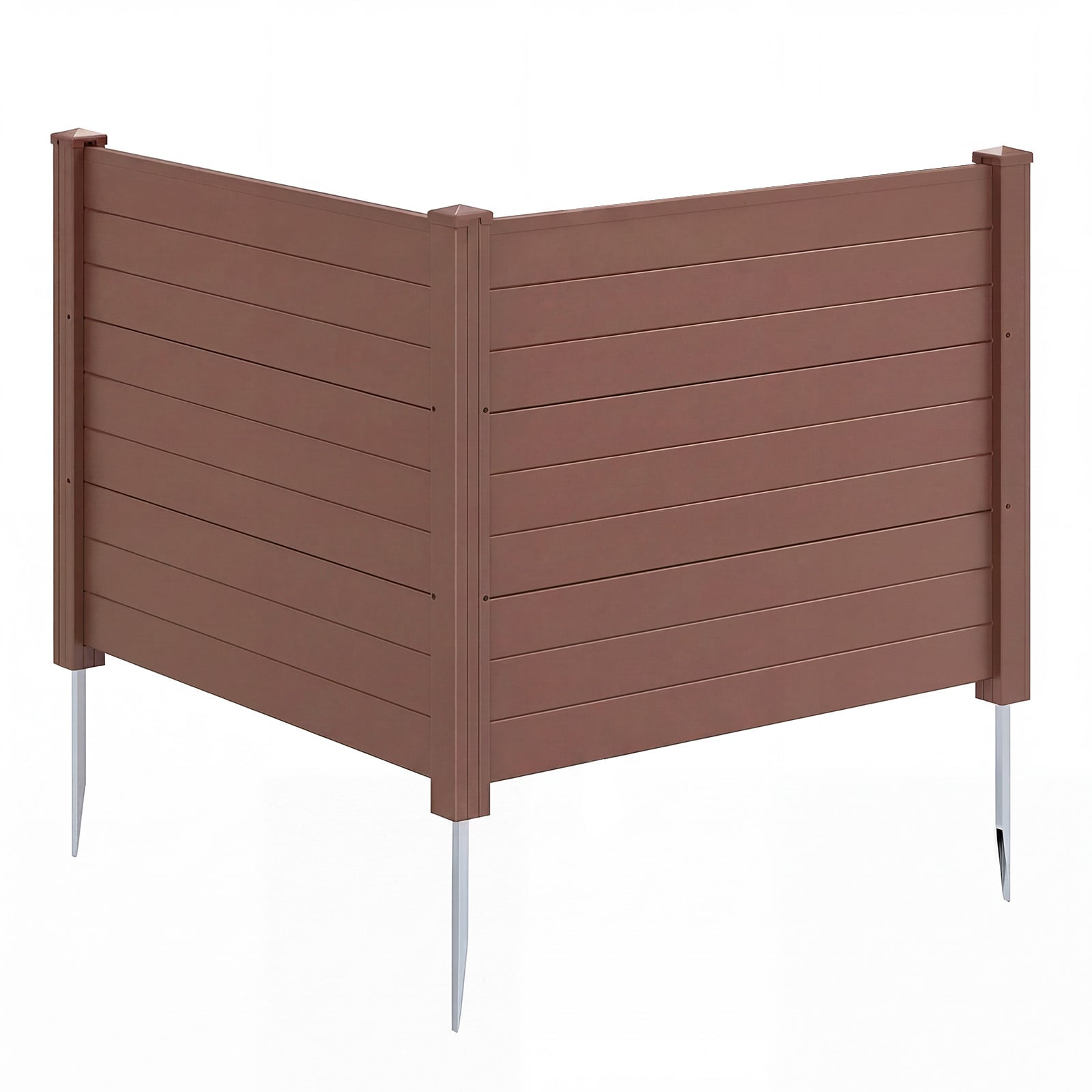 Set Of 2, 48 x 38 Inch AC Fence Panels, Metal Ground Stakes, Brown Decorative Fencing & Flooring at Gallery Canada
