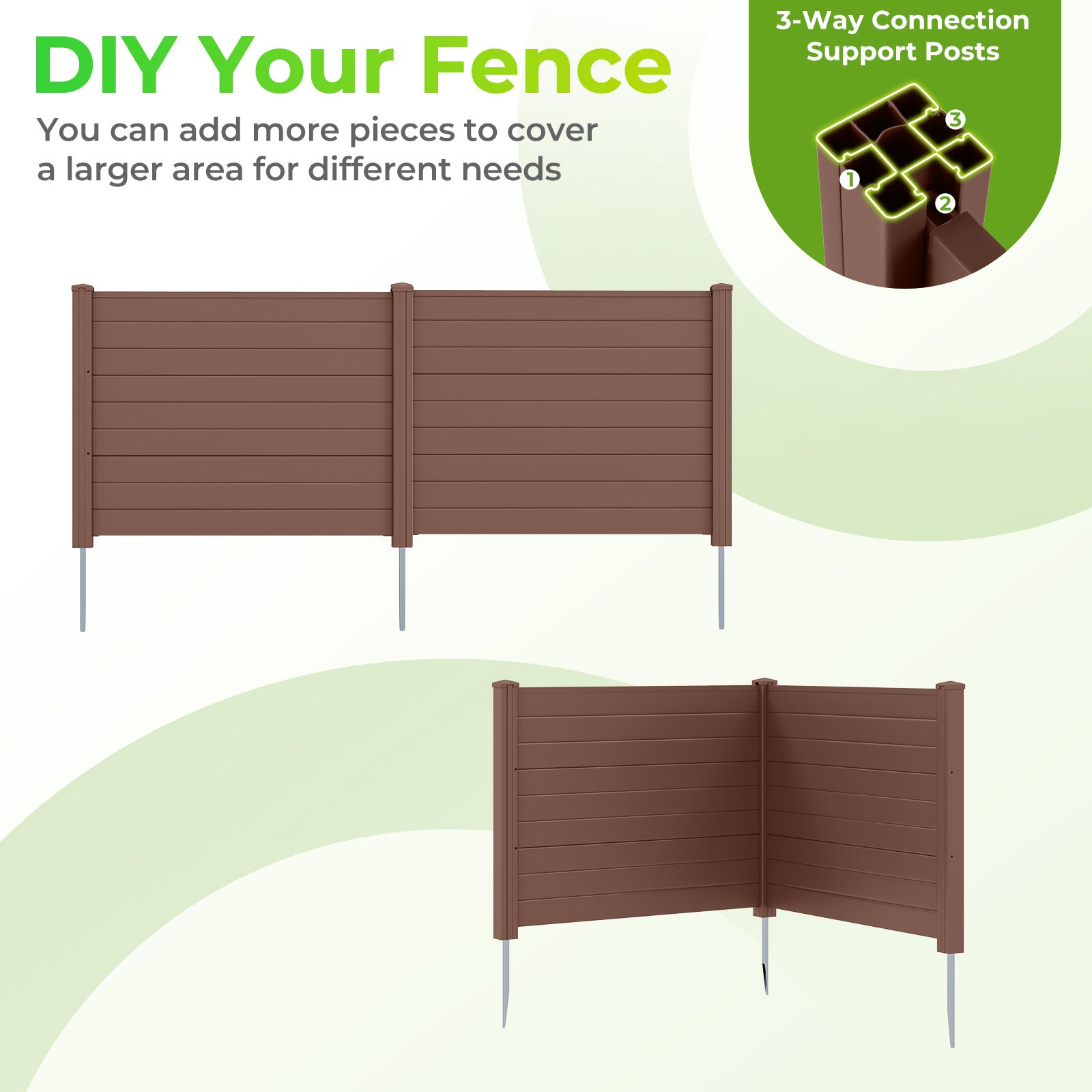 Set Of 2, 48 x 38 Inch AC Fence Panels, Metal Ground Stakes, Brown Decorative Fencing & Flooring at Gallery Canada