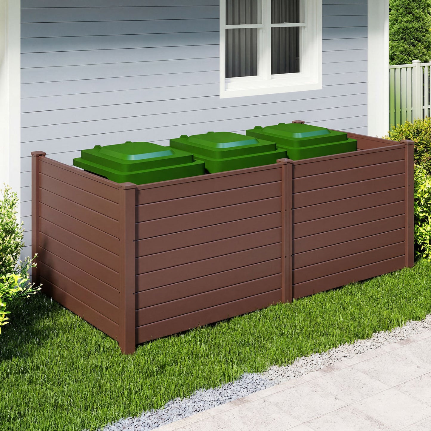 Set Of 2, 48 x 38 Inch AC Fence Panels, Metal Ground Stakes, Brown Decorative Fencing & Flooring at Gallery Canada