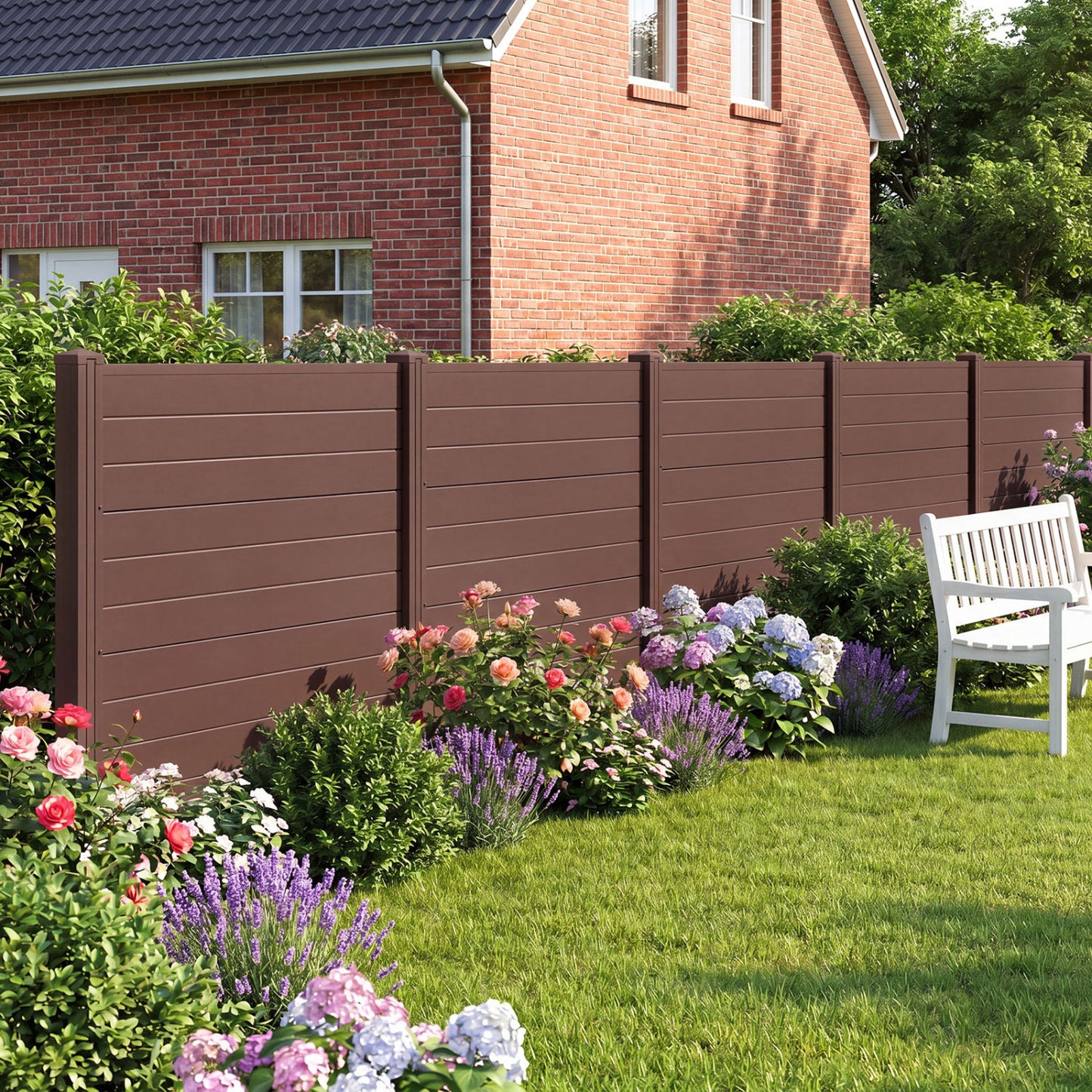 Set Of 2, 48 x 38 Inch AC Fence Panels, Metal Ground Stakes, Brown Decorative Fencing & Flooring at Gallery Canada