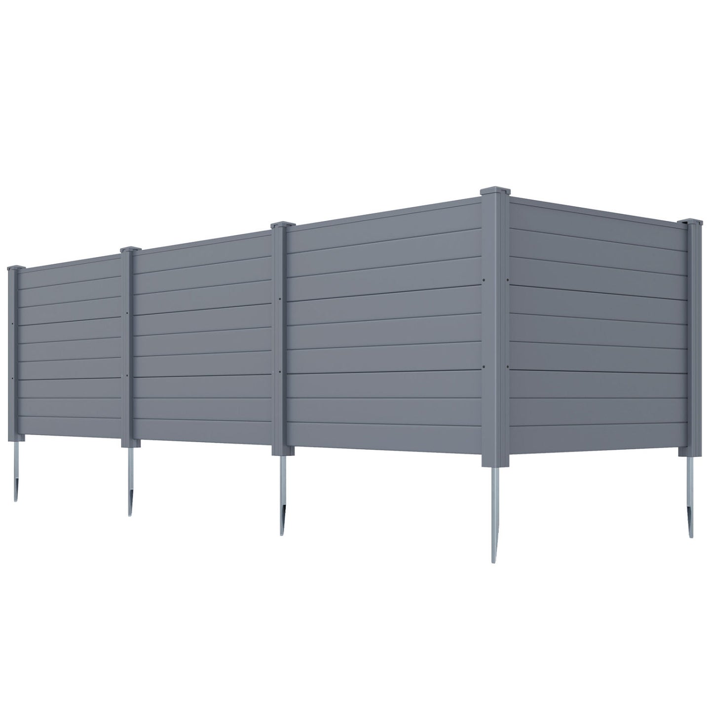 48 x 38 Inch Air Conditioner Fence, 2 Panels, Metal Ground Stakes, Gray Decorative Fencing & Flooring Gray at Gallery Canada
