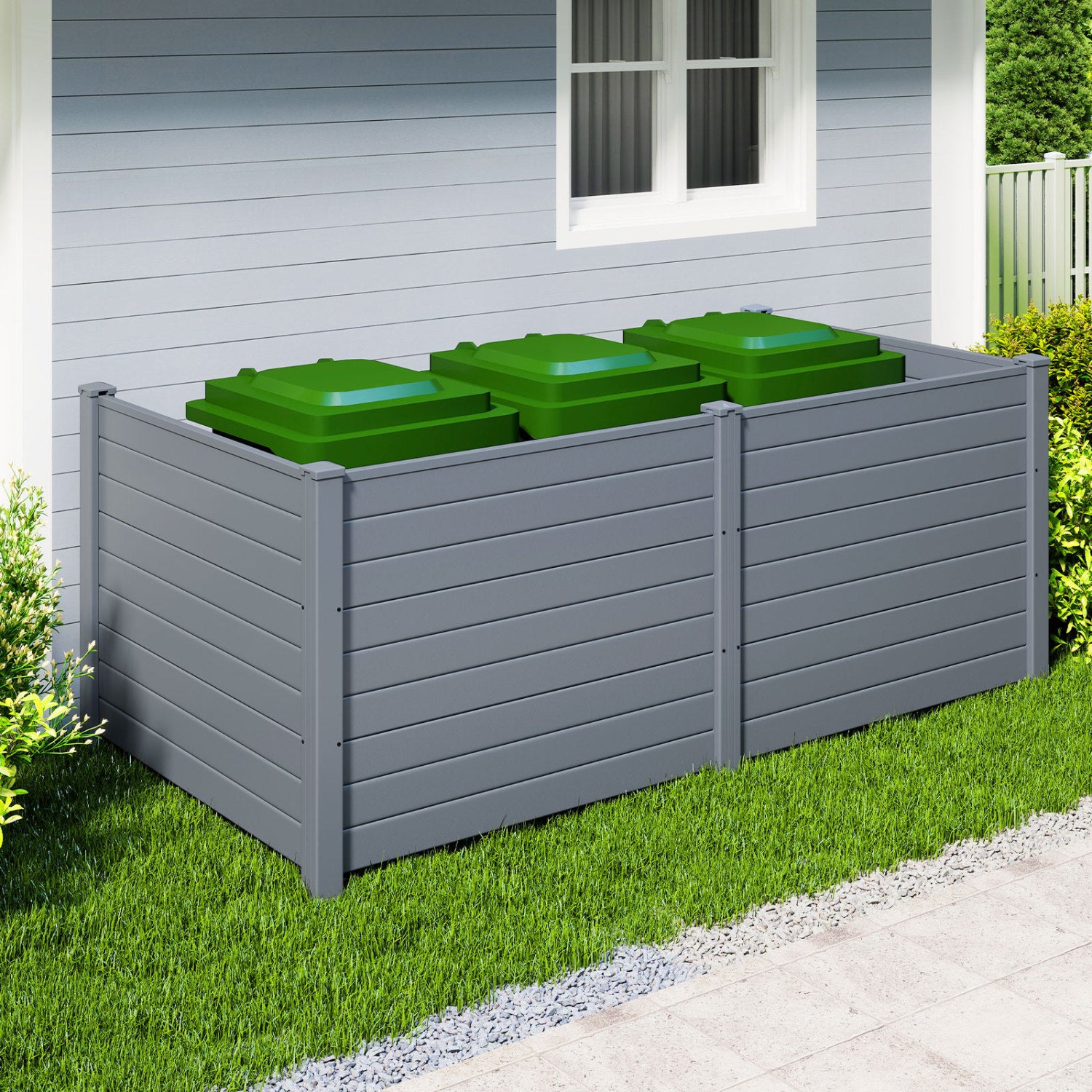 48 x 38 Inch Air Conditioner Fence, 2 Panels, Metal Ground Stakes, Gray Decorative Fencing & Flooring at Gallery Canada