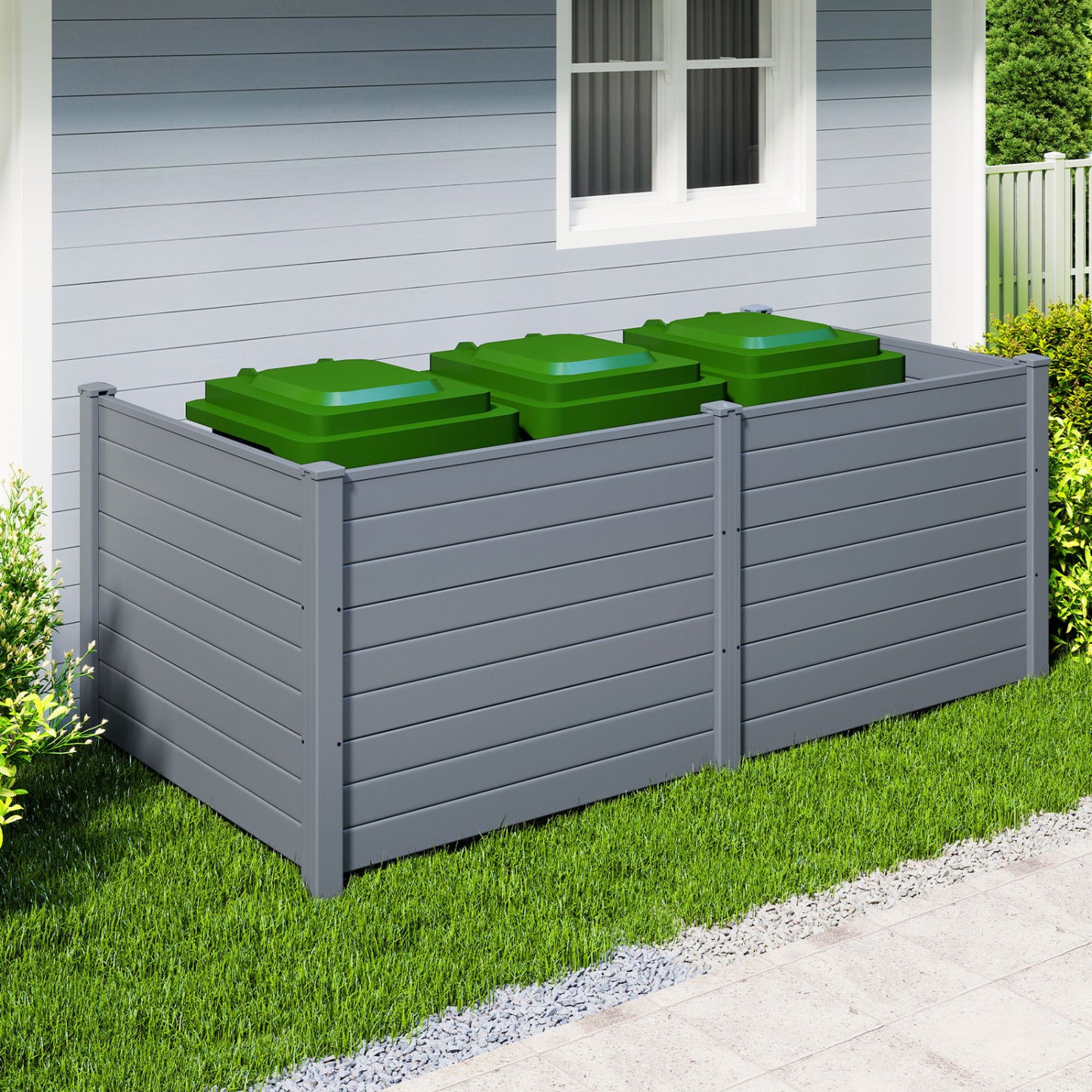 48 x 38 Inch Air Conditioner Fence, 2 Panels, Metal Ground Stakes, Gray Decorative Fencing & Flooring at Gallery Canada
