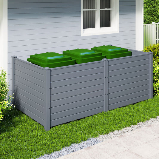 48 x 38 Inch Air Conditioner Fence, 2 Panels, Metal Ground Stakes, Gray Decorative Fencing & Flooring Gray at Gallery Canada