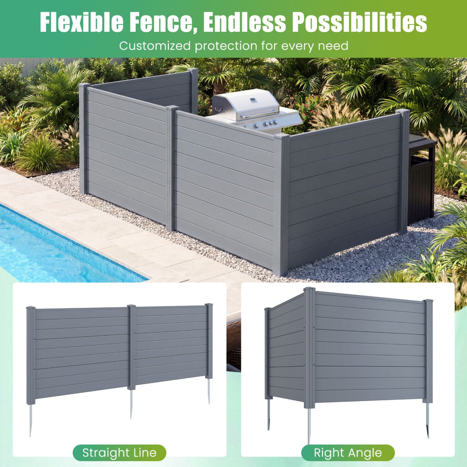 48 x 38 Inch Air Conditioner Fence, 2 Panels, Metal Ground Stakes, Gray Decorative Fencing & Flooring at Gallery Canada