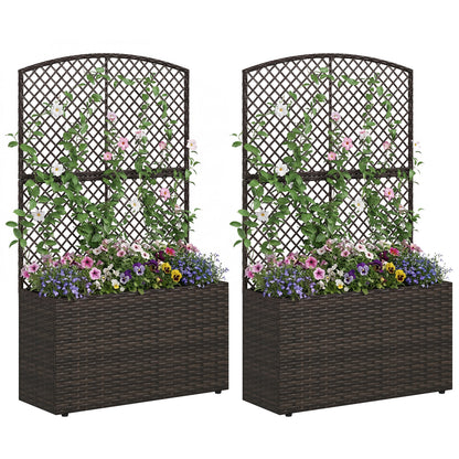 Set Of 2 49" Raised Garden Bed With Trellis, Brown Raised Garden Beds Brown at Gallery Canada