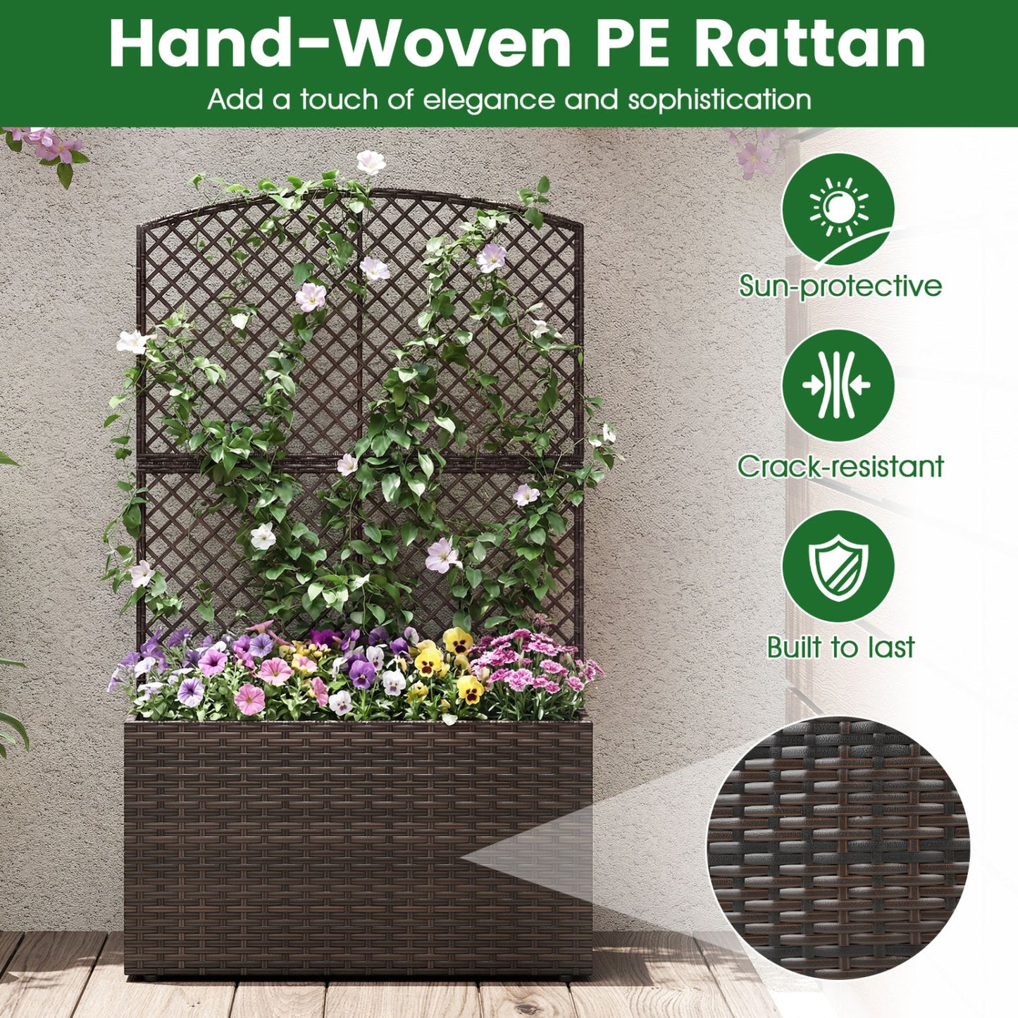 Set Of 2 49" Raised Garden Bed With Trellis, Brown Raised Garden Beds at Gallery Canada