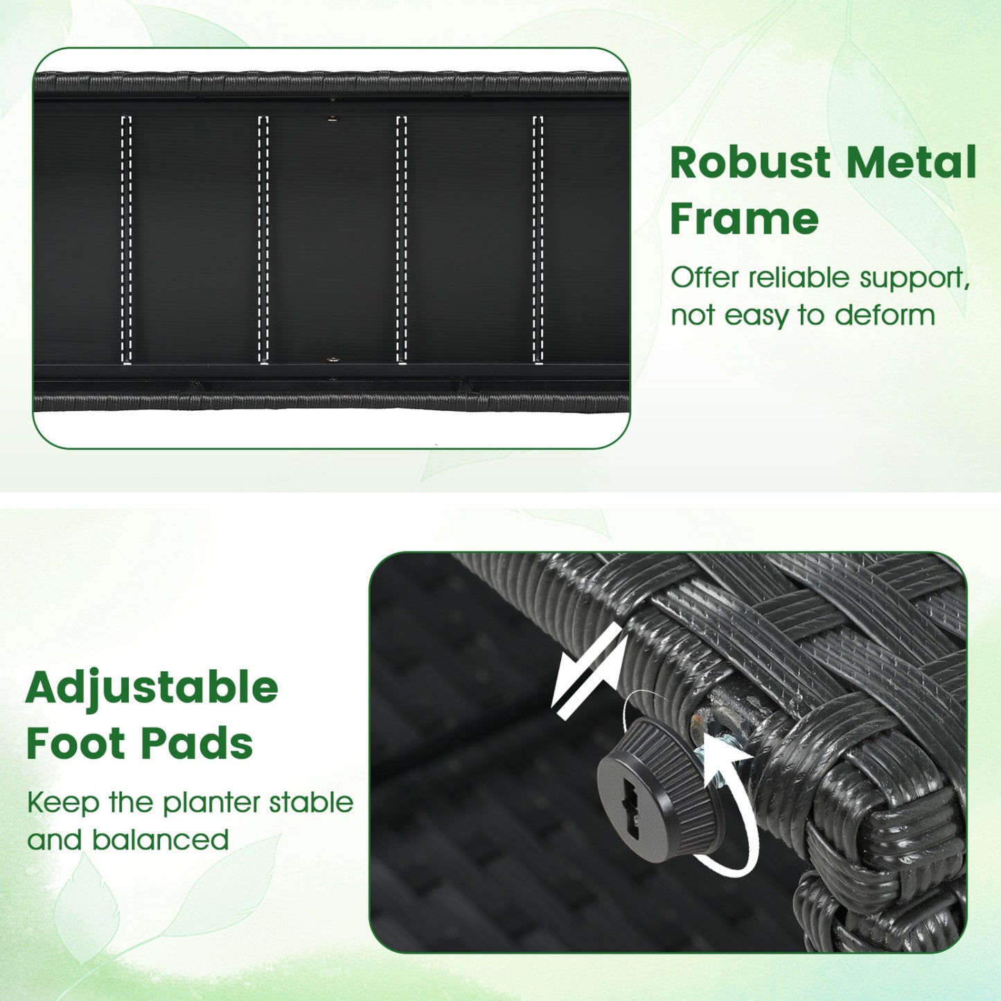 Set Of 2 49 Inch Raised Garden Bed, Trellis, Wicker Planter Box, Black Raised Garden Beds at Gallery Canada
