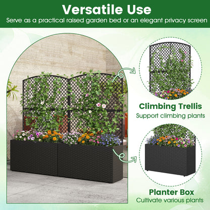 Set Of 2 49 Inch Raised Garden Bed, Trellis, Wicker Planter Box, Black Raised Garden Beds at Gallery Canada