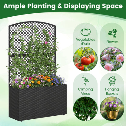 Set Of 2 49 Inch Raised Garden Bed, Trellis, Wicker Planter Box, Black Raised Garden Beds at Gallery Canada