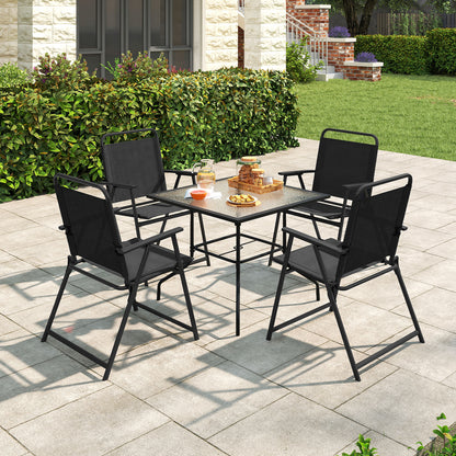 Set Of 2/4/6 Outdoor Folding Chairs, Breathable Seat, Black Patio Dining Chairs at Gallery Canada