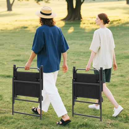 Set Of 2/4/6 Outdoor Folding Chairs, Breathable Seat, Black Patio Dining Chairs at Gallery Canada