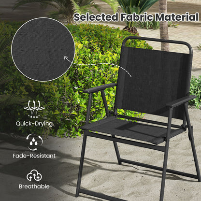 Set Of 2/4/6 Outdoor Folding Chairs, Breathable Seat, Black Patio Dining Chairs at Gallery Canada