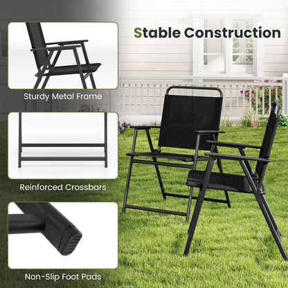 Set Of 2/4/6 Outdoor Folding Chairs, Breathable Seat, Black Patio Dining Chairs at Gallery Canada