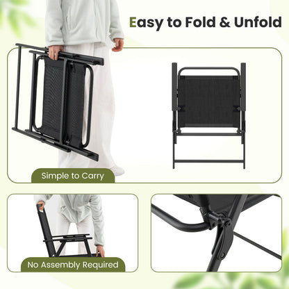 Set Of 2/4/6 Outdoor Folding Chairs, Breathable Seat, Black Patio Dining Chairs at Gallery Canada